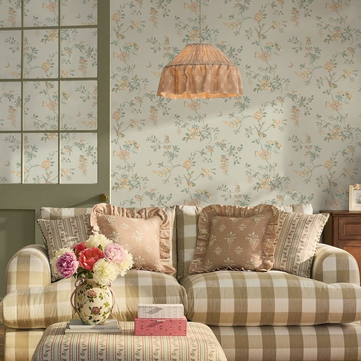 Cath Kidston Birds and Roses Sage Wallpaper