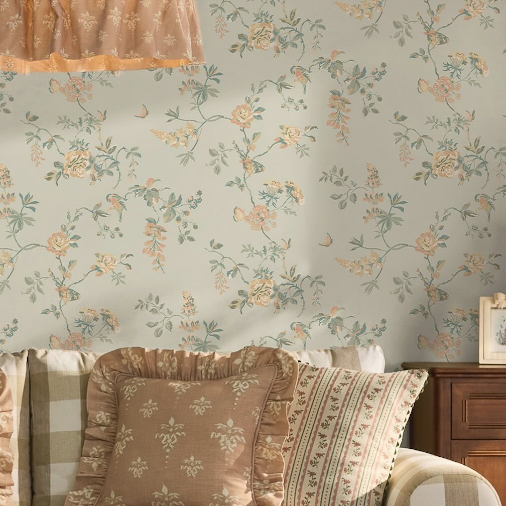 Cath Kidston Birds and Roses Sage Wallpaper