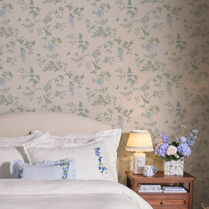 Cath Kidston Birds and Roses Blue Wallpaper