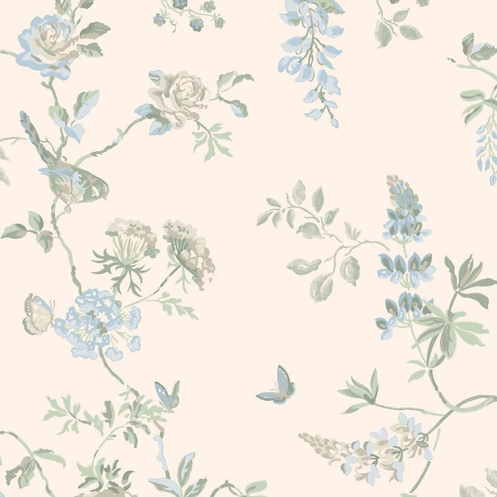 Cath Kidston Birds and Roses Blue Wallpaper