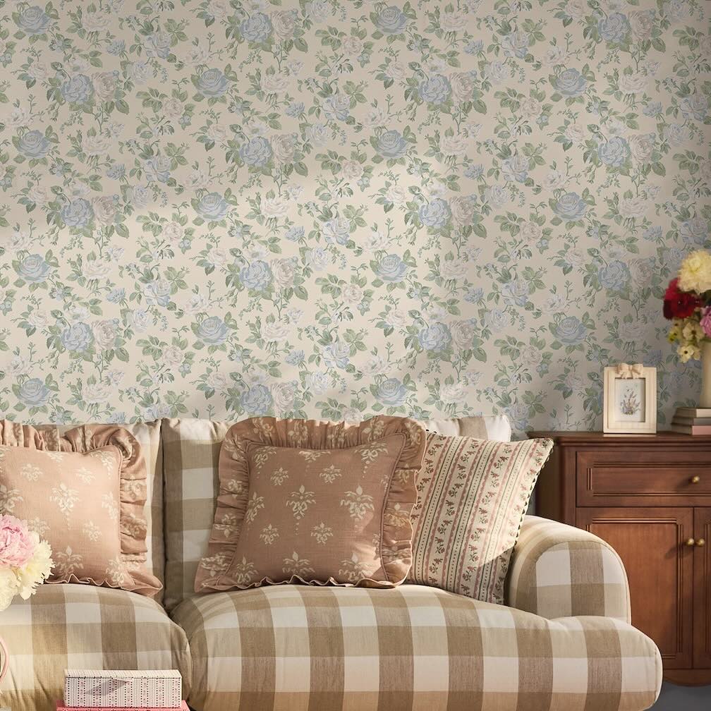 Cath Kidston Garden Rose Blue Wallpaper