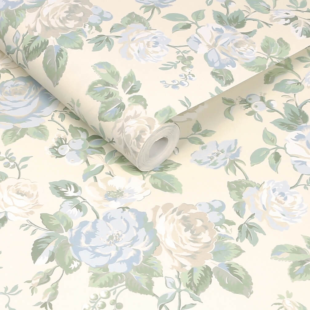 Cath Kidston Garden Rose Blue Wallpaper