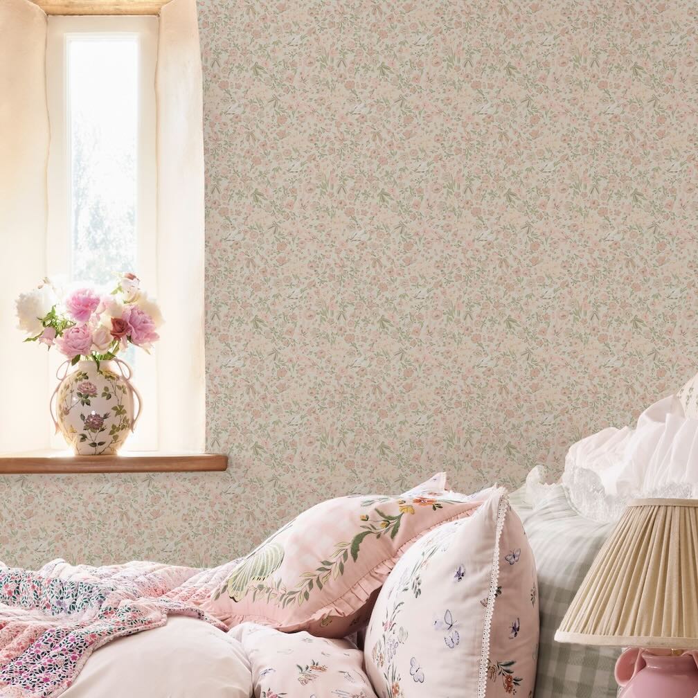 Cath Kidston Harmony Ditsy Rose Pink Wallpaper