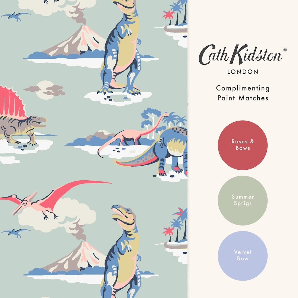 Cath Kidston Dinosaurs Duck Egg Wallpaper