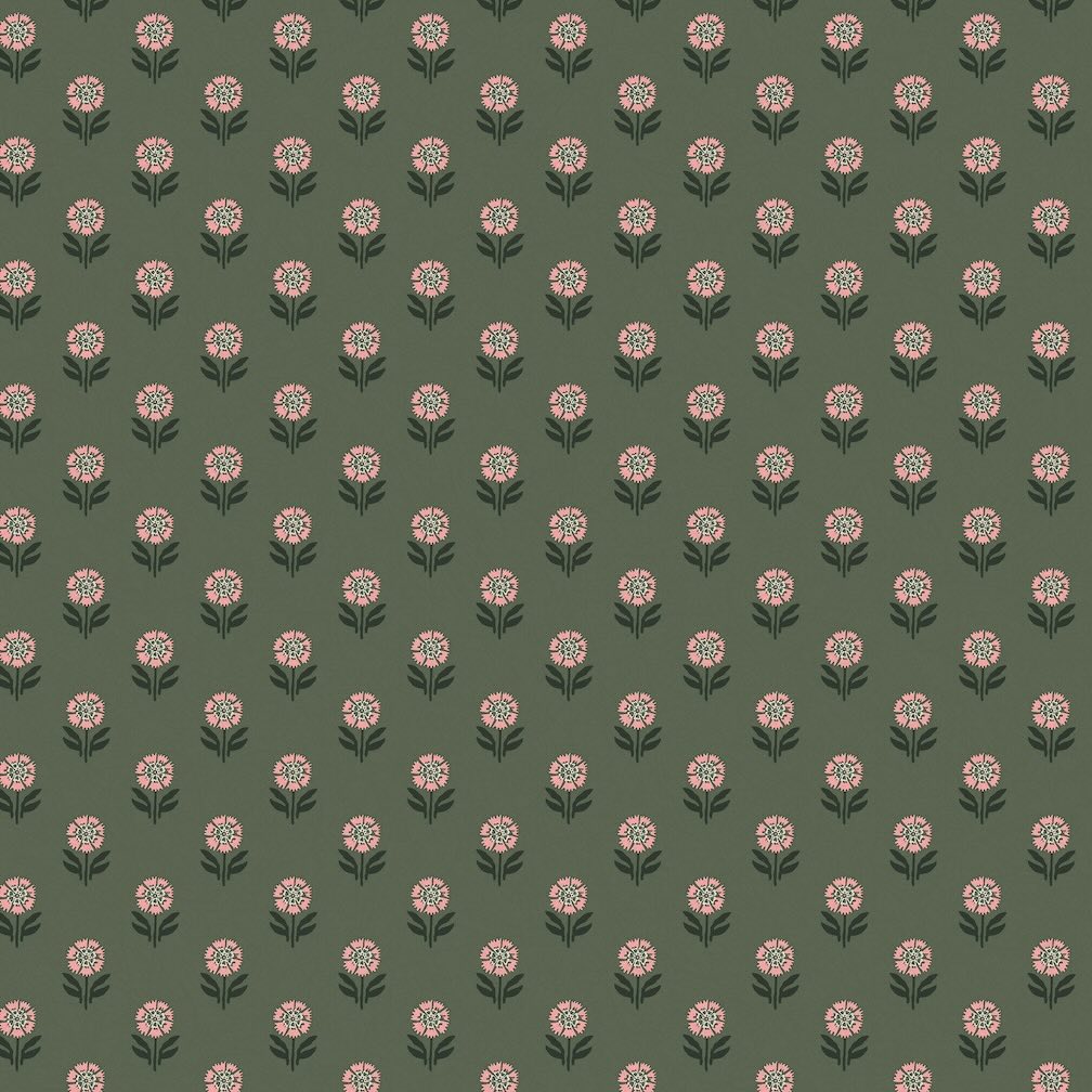 Joules Wood Block Floral Pink & Green Wallpaper