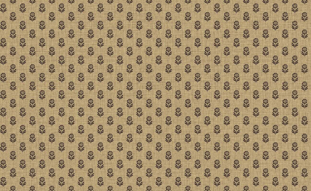 Joules Wood Block Floral Grasscloth & Brown Wallpaper