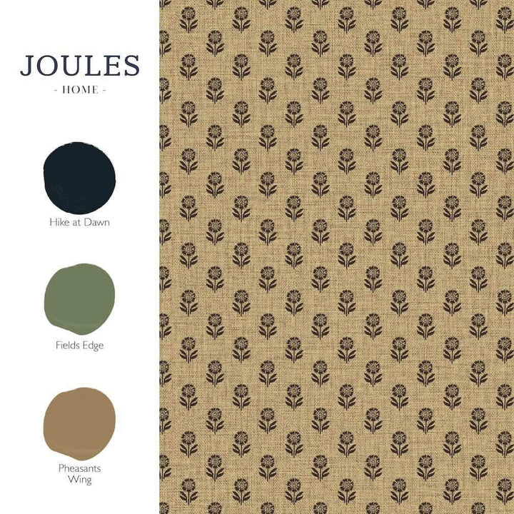 Joules Wood Block Floral Grasscloth & Brown Wallpaper