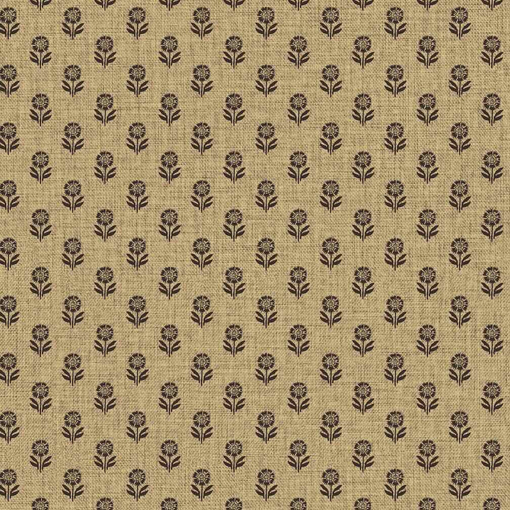 Joules Wood Block Floral Grasscloth & Brown Wallpaper