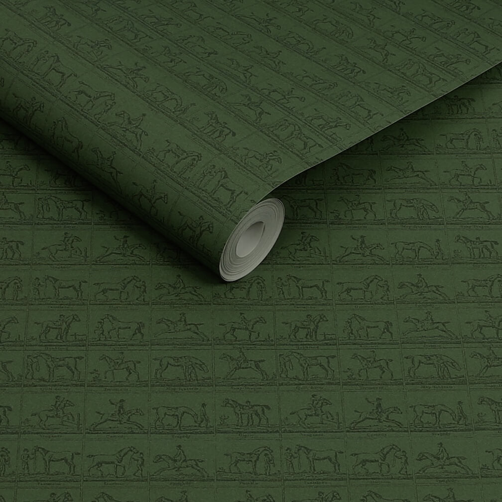 Joules Horse Grid Green Wallpaper