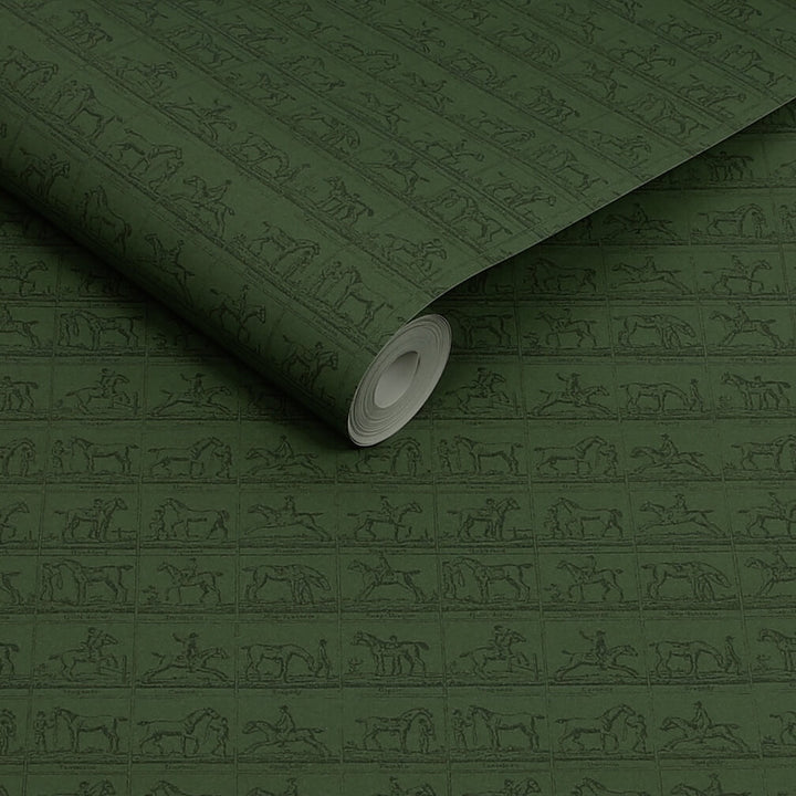 Joules Horse Grid Green Wallpaper