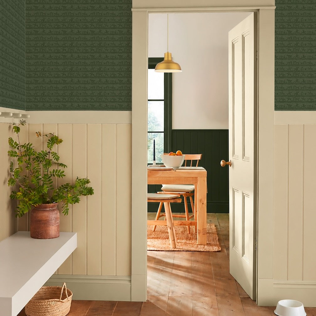 Joules Horse Grid Green Wallpaper