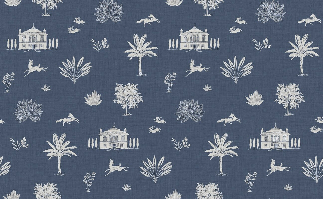 Joules Country House Icons Blue Wallpaper