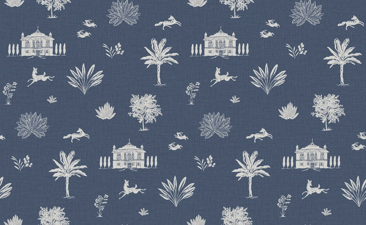 Joules Country House Icons Blue Wallpaper