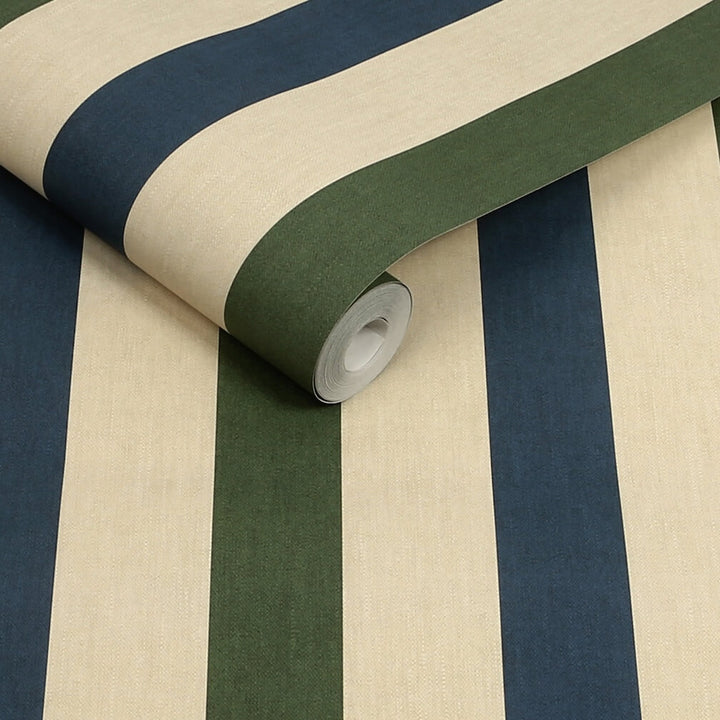 Joules Multi Stripe Green & Blue Wallpaper
