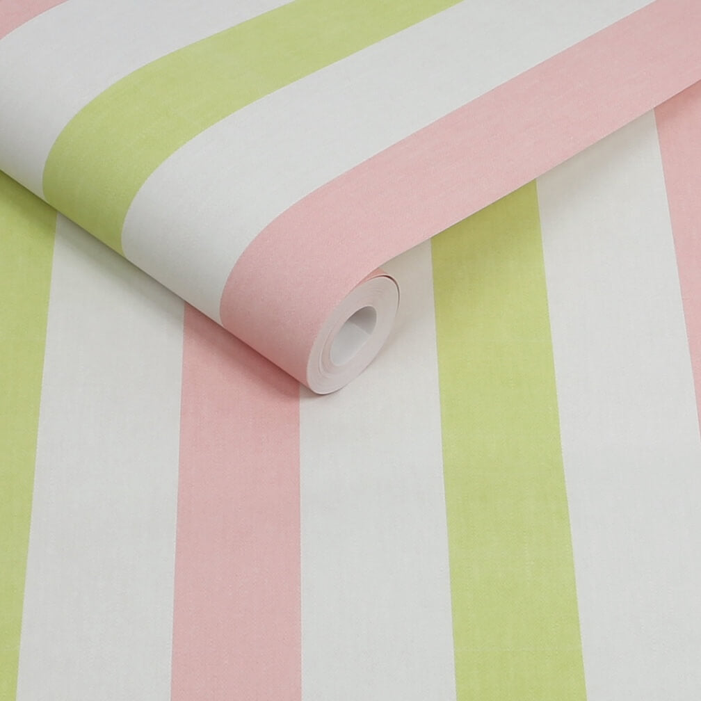 Joules Multi Stripe Pink Chartreuse Wallpaper