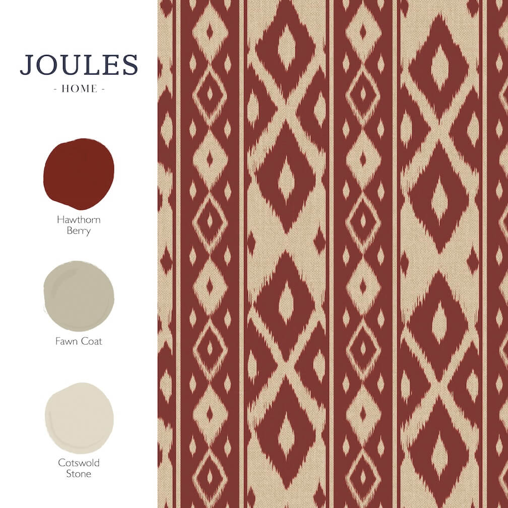 Joules Ikat Stripe Red Wallpaper