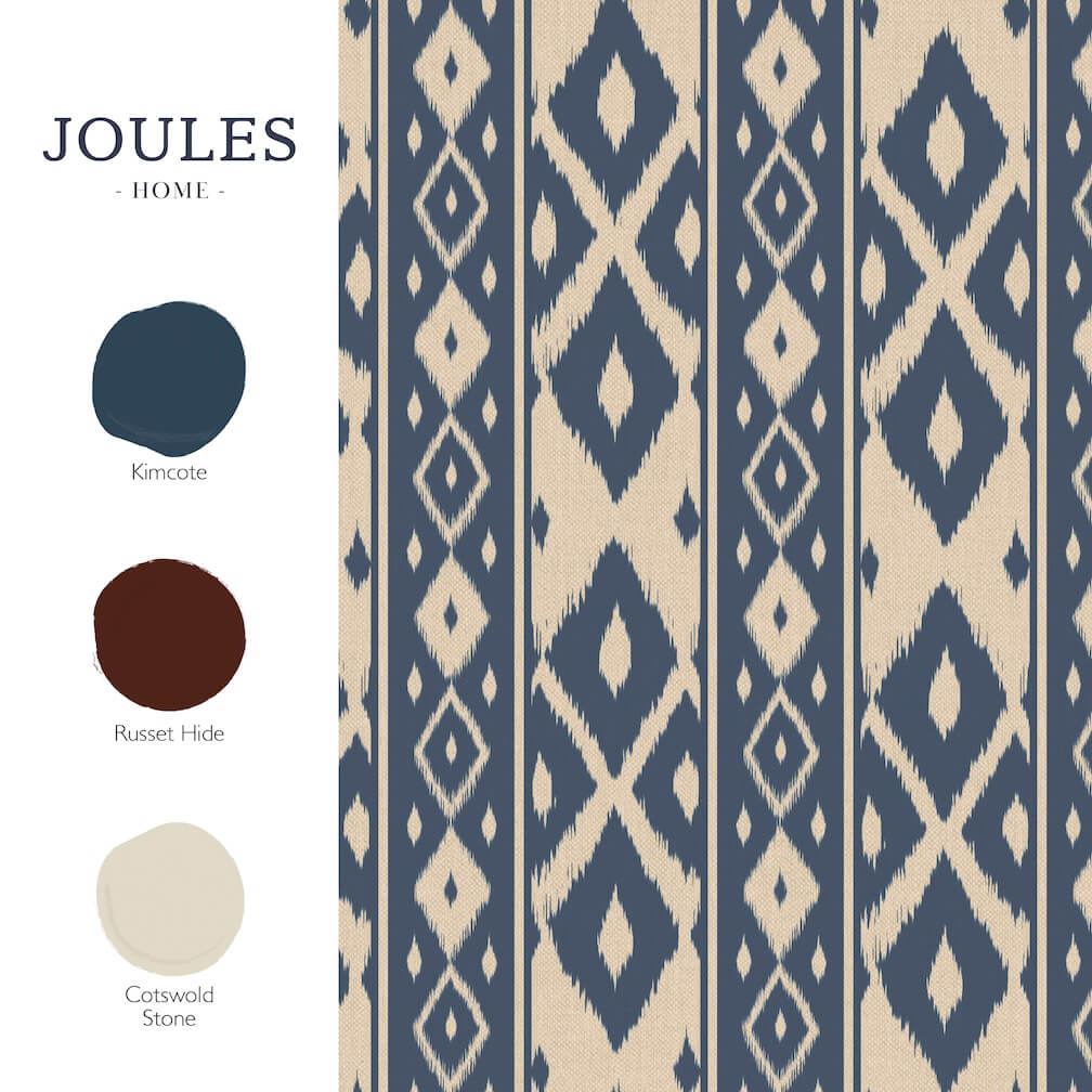 Joules Ikat Stripe Blue Wallpaper