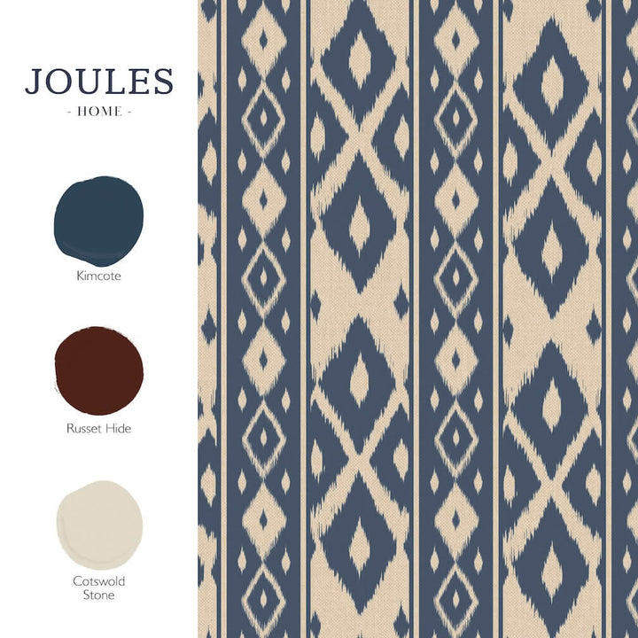 Joules Ikat Stripe Blue Wallpaper
