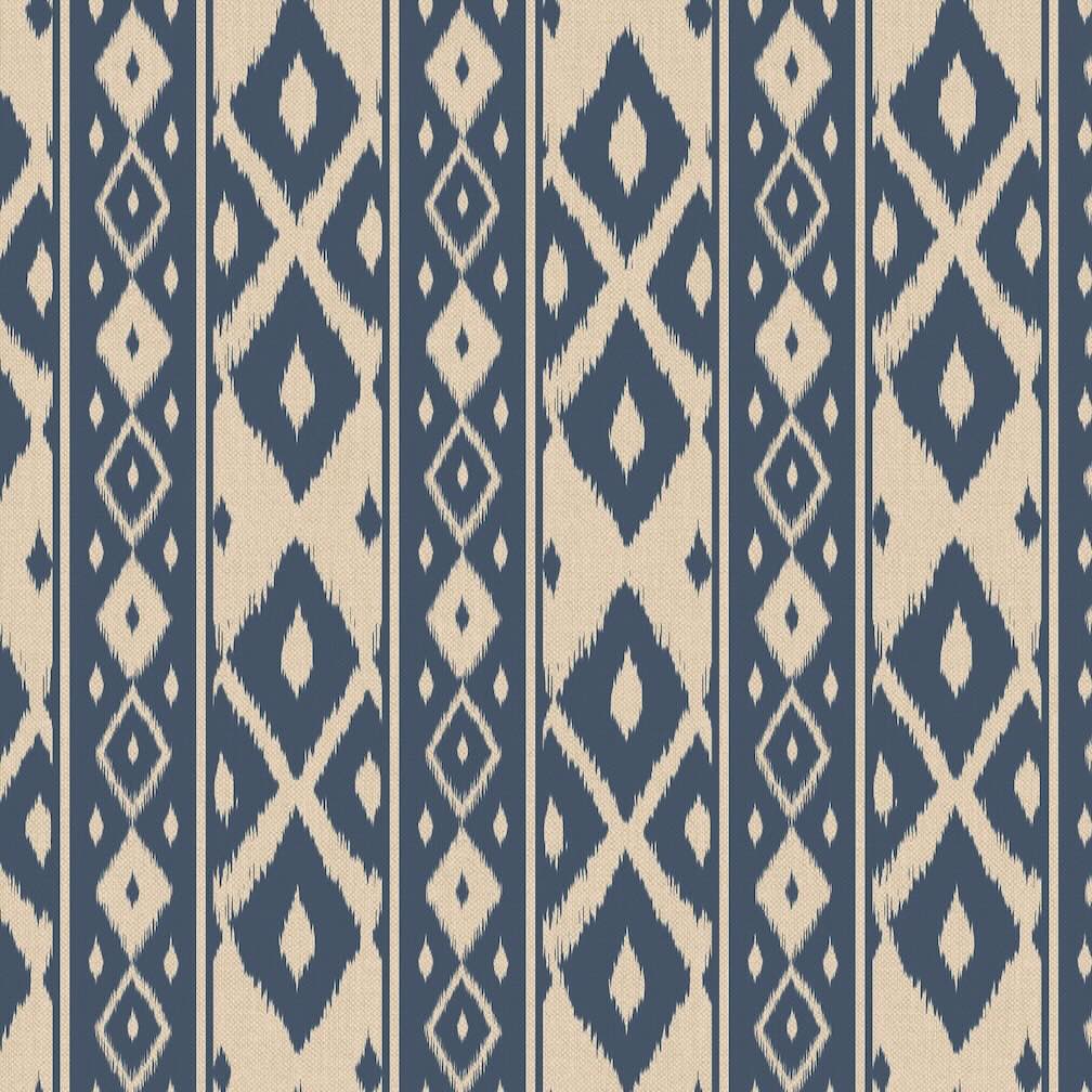 Joules Ikat Stripe Blue Wallpaper