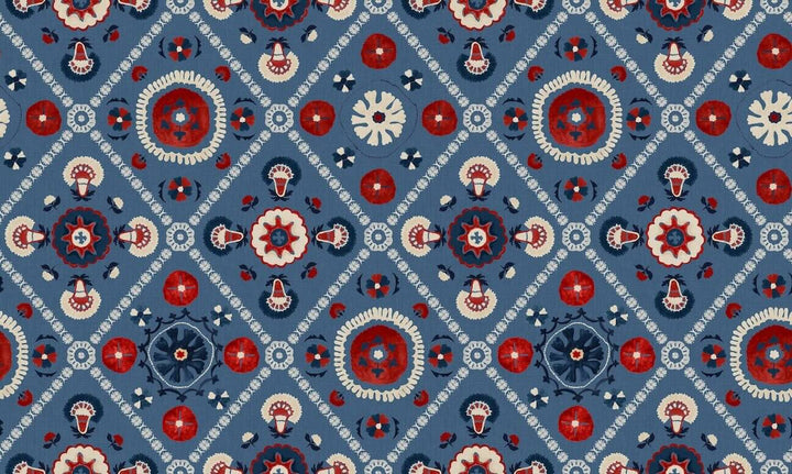 Joules Festival Floral Trellis Blue Wallpaper