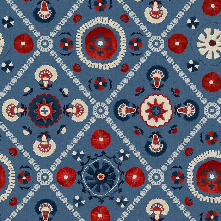 Joules Festival Floral Trellis Blue Wallpaper