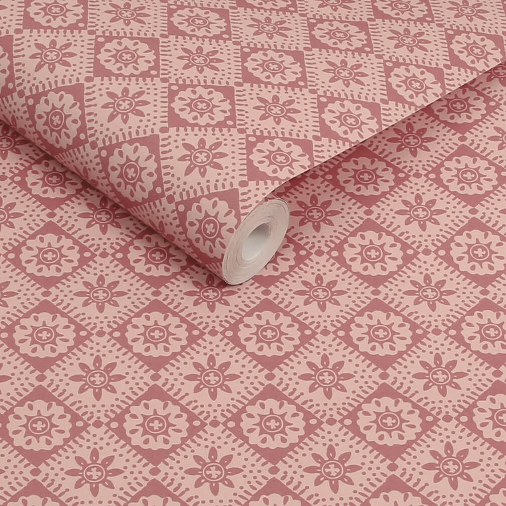 Joules Meadow Geo Pink Wallpaper