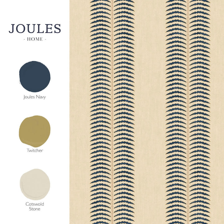 Joules Palm Leaf Stripe Cream & Blue Wallpaper