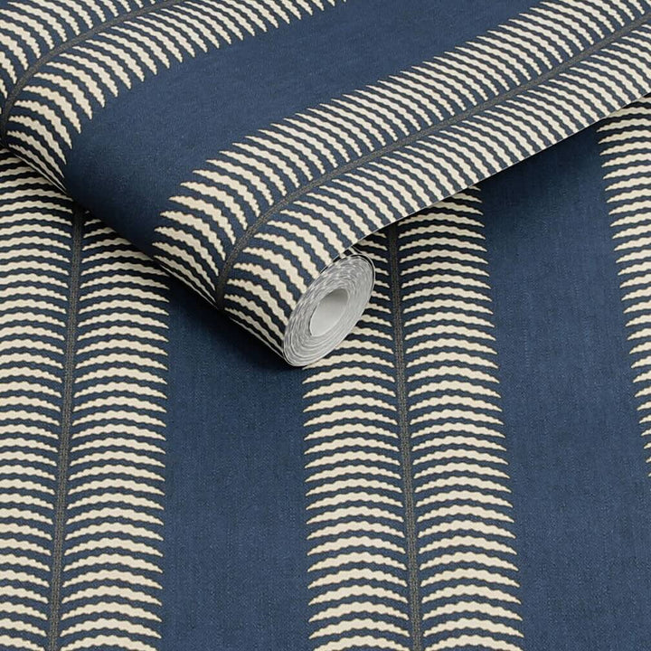 Joules Palm Leaf Stripe Blue Wallpaper