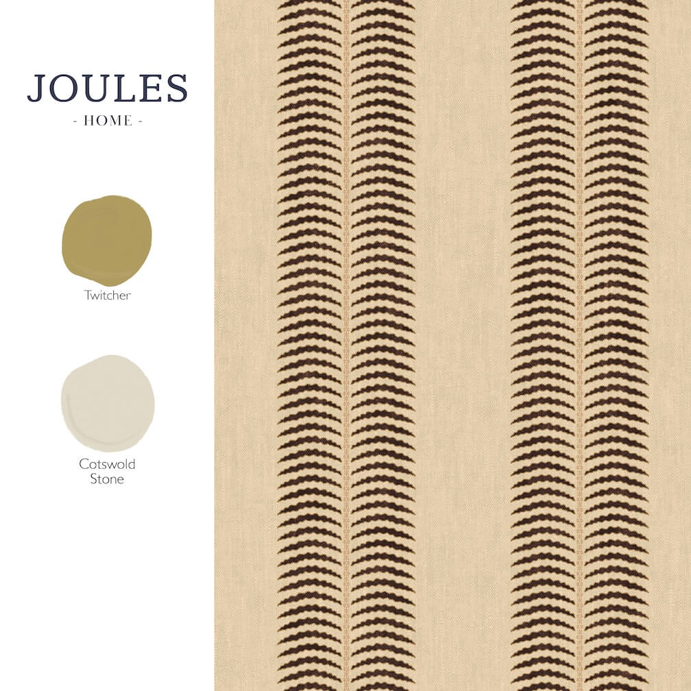 Joules Palm Leaf Stripe Cream & Brown Wallpaper