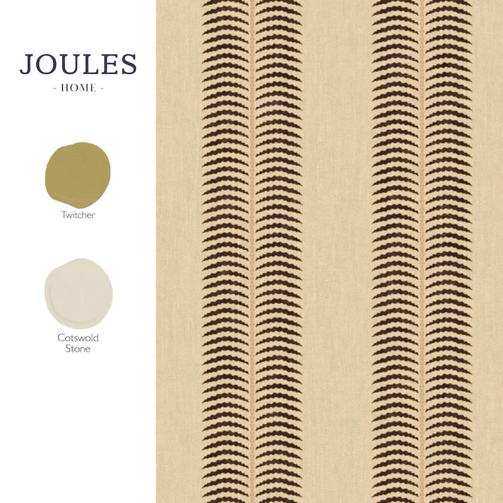 Joules Palm Leaf Stripe Cream & Brown Wallpaper