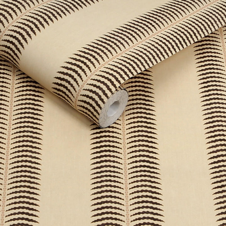 Joules Palm Leaf Stripe Cream & Brown Wallpaper