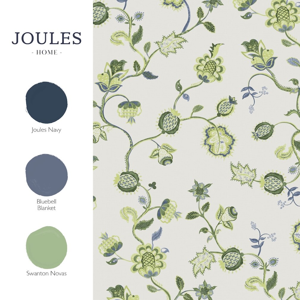 Joules Tree Of Life Floral Green Wallpaper
