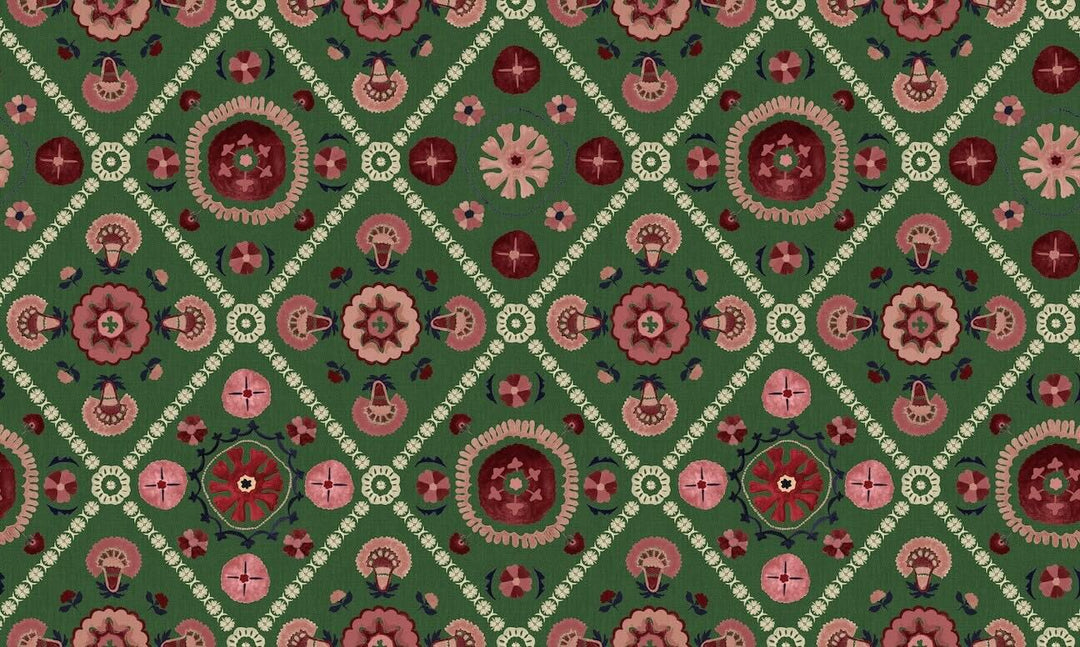 Joules Festival Floral Trellis Green Wallpaper