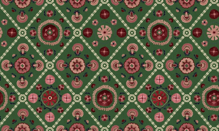 Joules Festival Floral Trellis Green Wallpaper