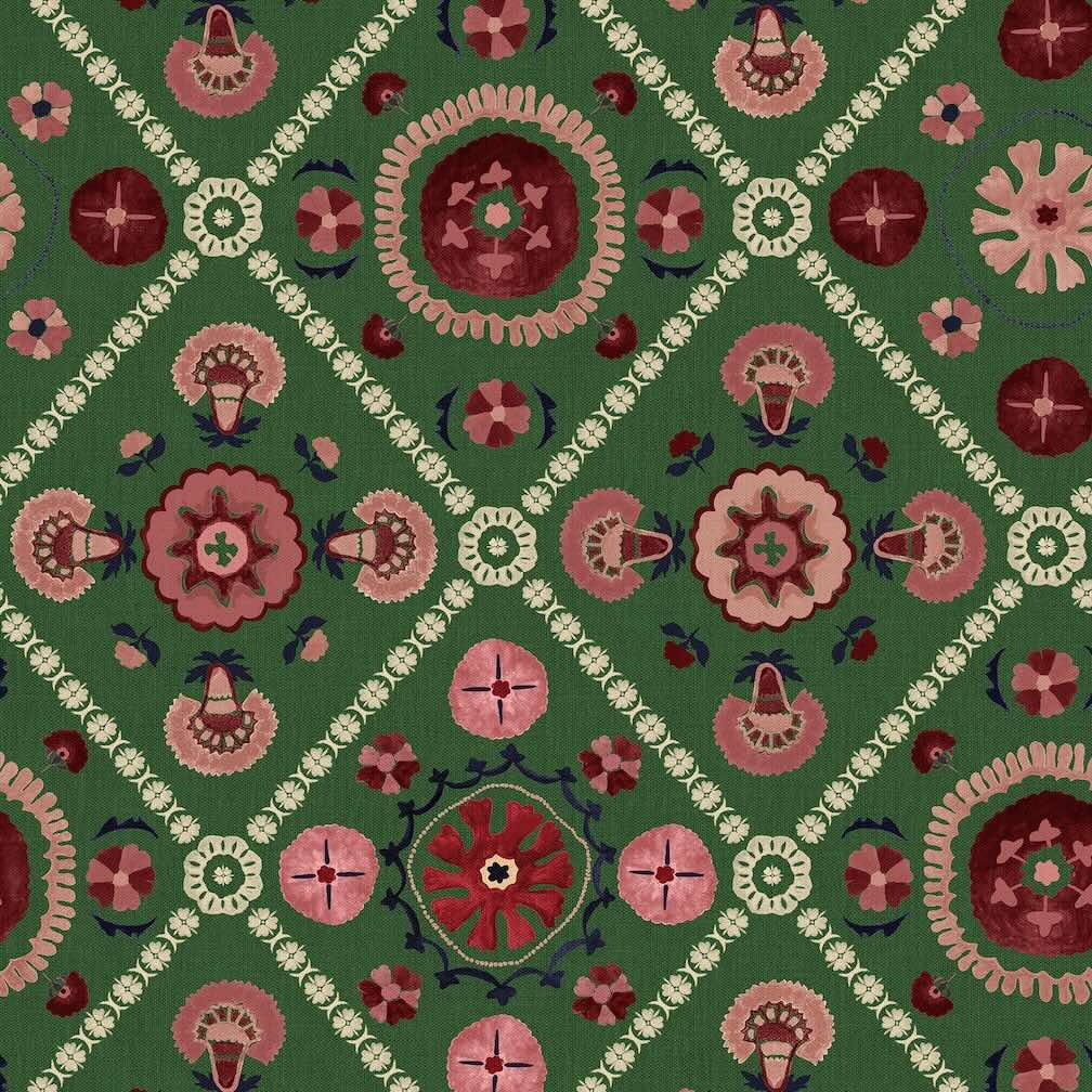Joules Festival Floral Trellis Green Wallpaper