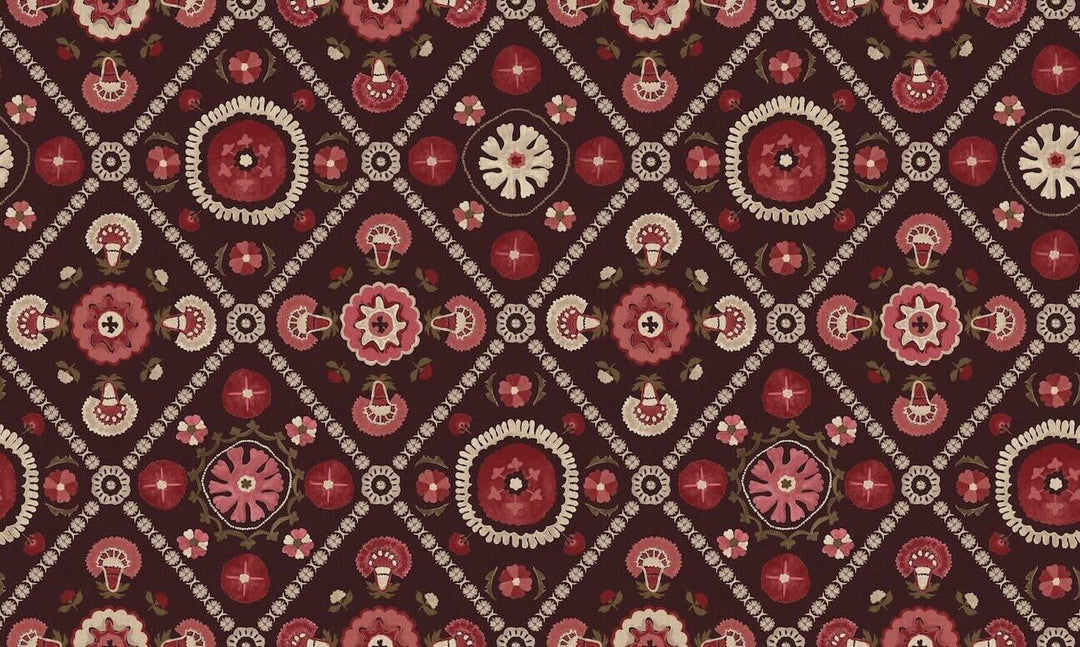 Joules Festival Floral Trellis Red Wallpaper