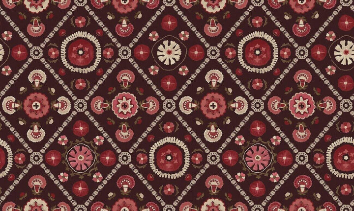 Joules Festival Floral Trellis Red Wallpaper