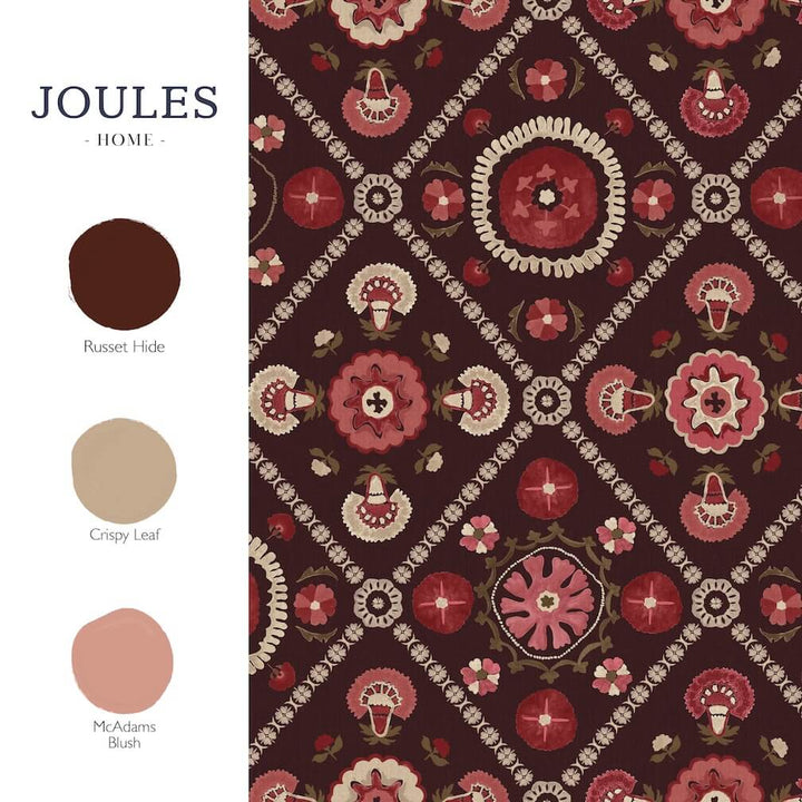 Joules Festival Floral Trellis Red Wallpaper