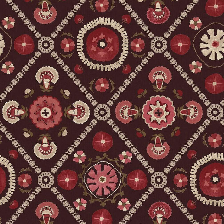 Joules Festival Floral Trellis Red Wallpaper