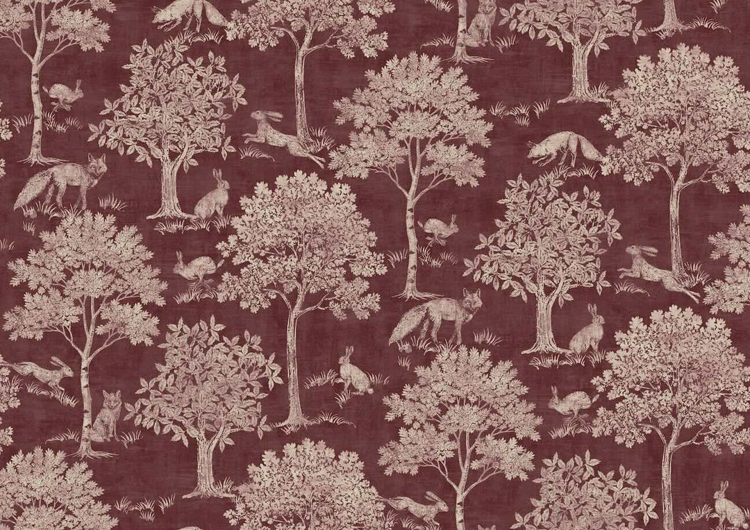 Joules Fox & Hare Red Wallpaper