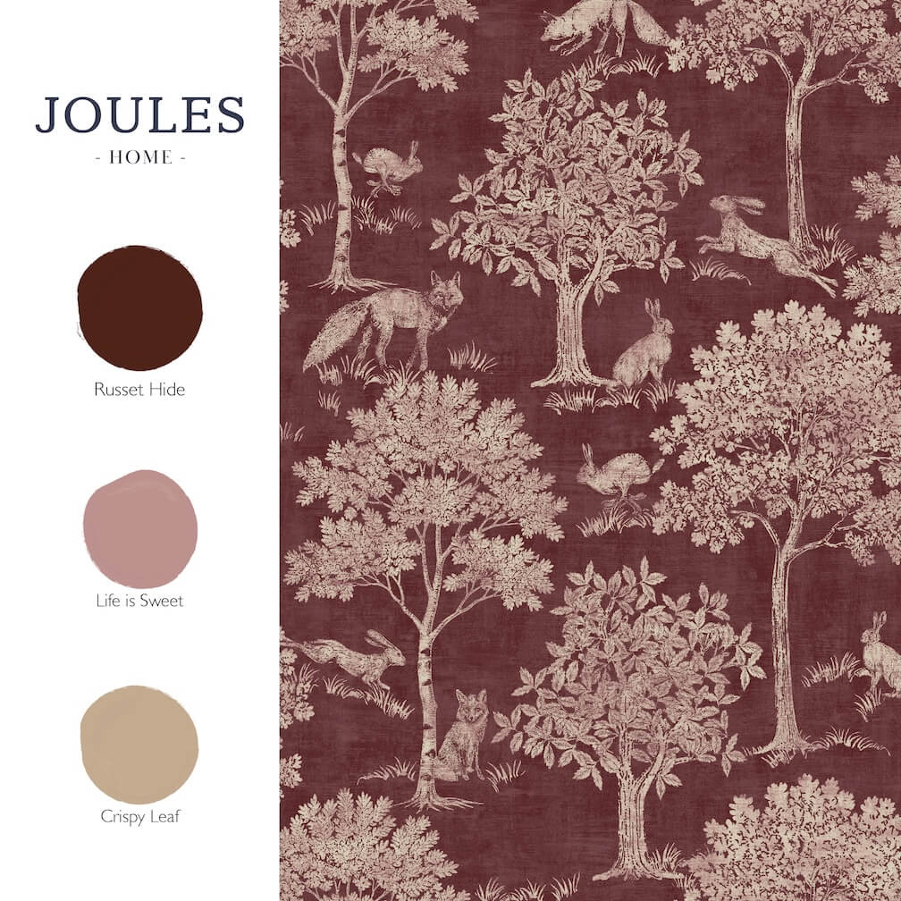 Joules Fox & Hare Red Wallpaper