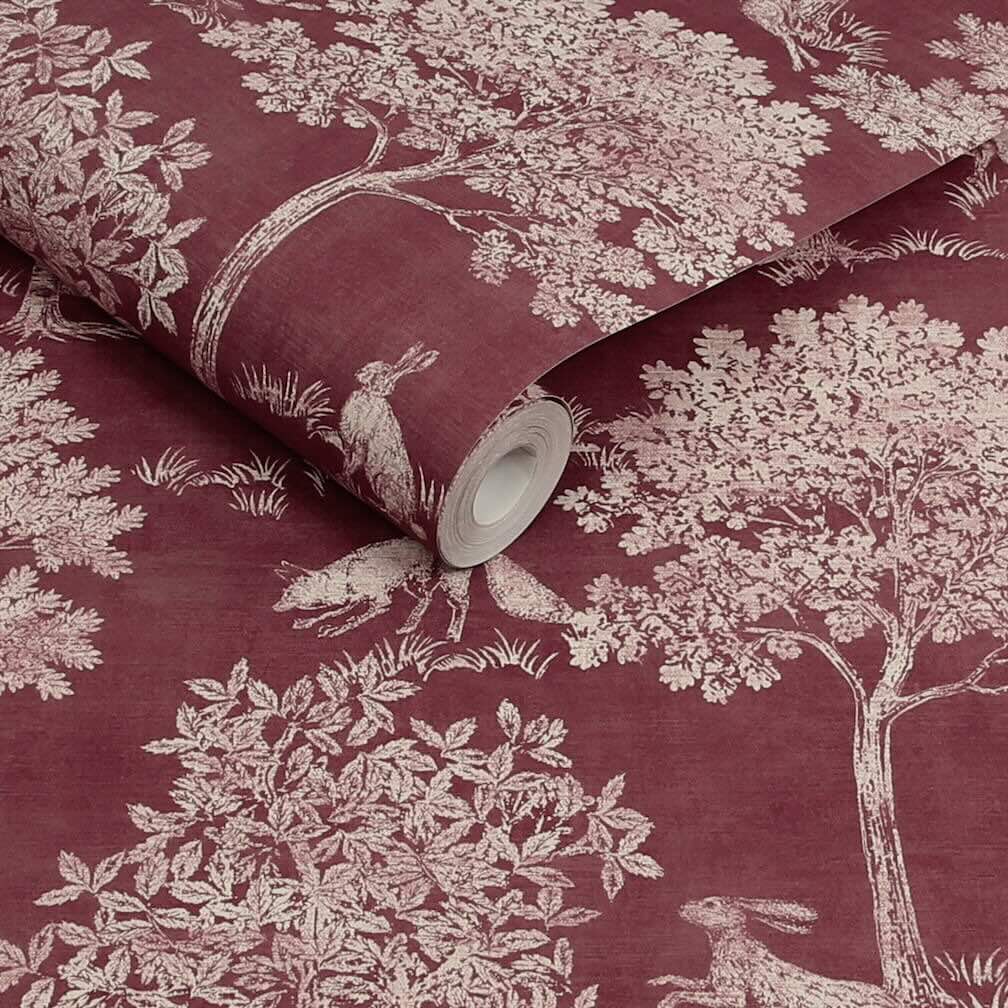 Joules Fox & Hare Red Wallpaper