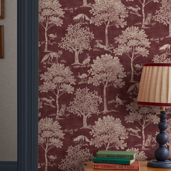 Joules Fox & Hare Red Wallpaper