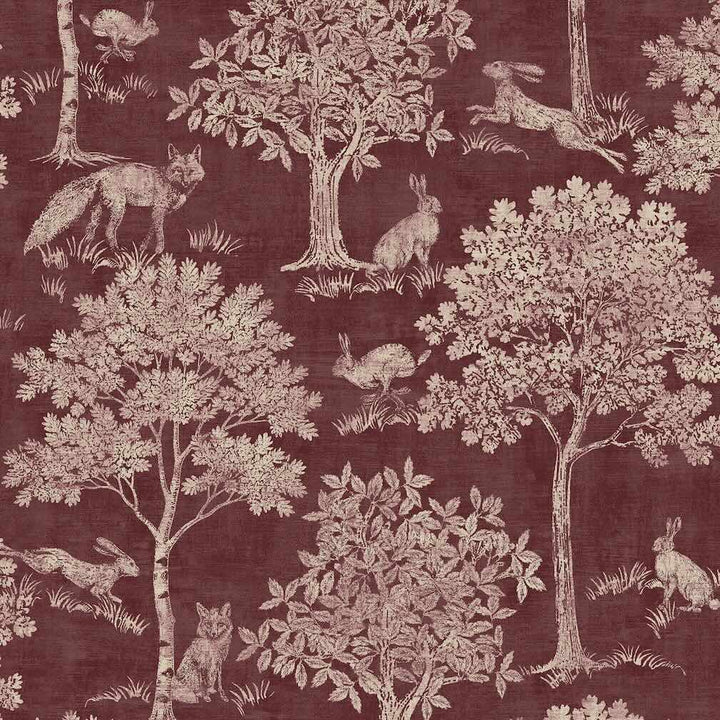 Joules Fox & Hare Red Wallpaper