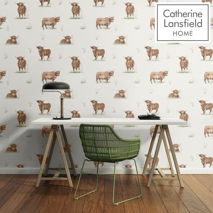Catherine Lansfield Angus Highland Cow Wallpaper