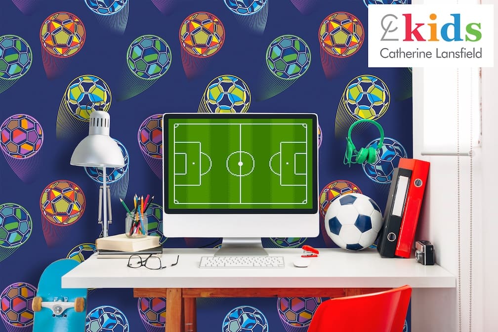 Catherine Lansfield Bright Football Wallpaper