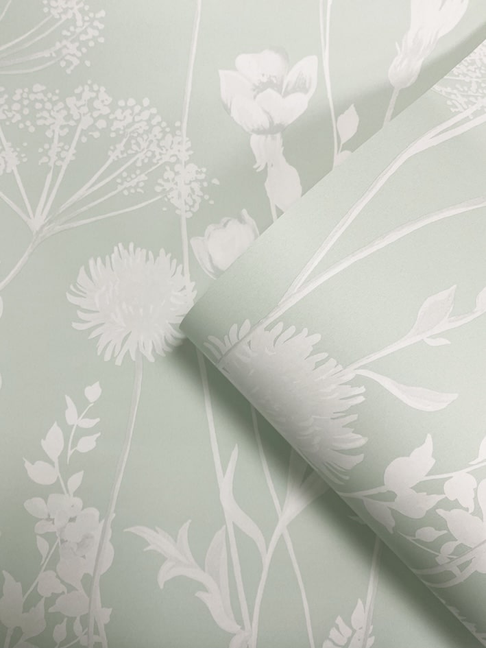 Catherine Lansfield Meadowsweet Floral Green Wallpaper