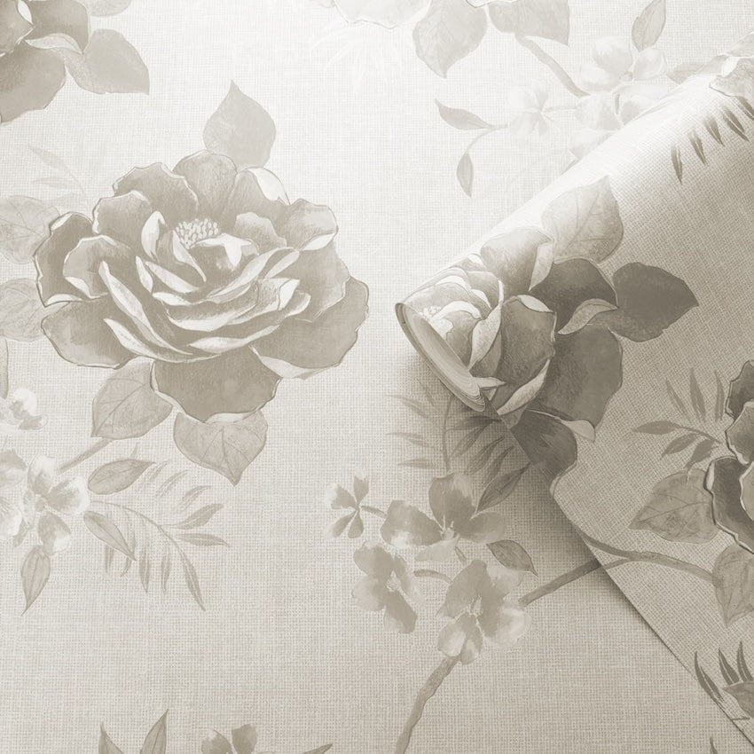 Rosalind Cream Floral Rose Wallpaper