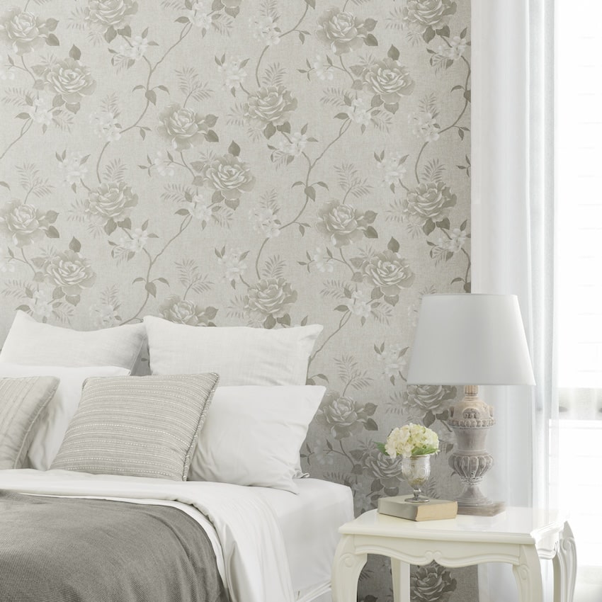 Rosalind Cream Floral Rose Wallpaper