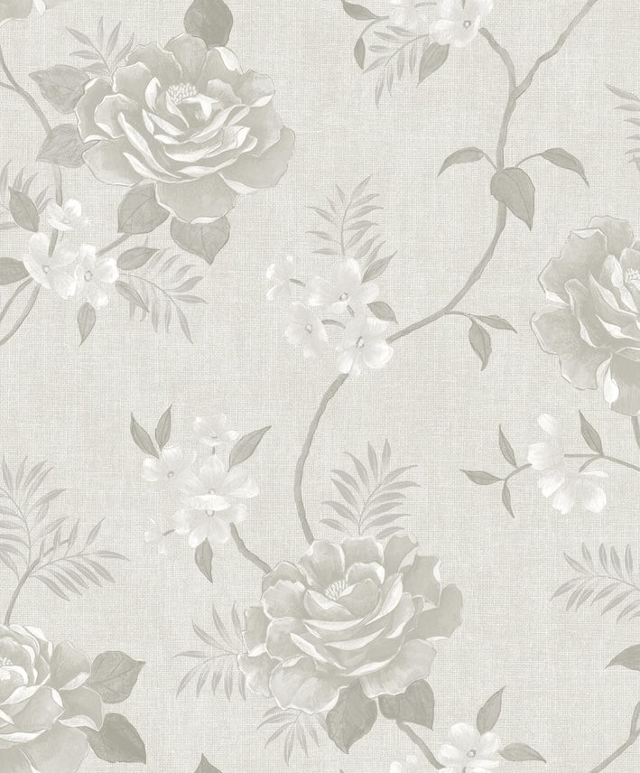 Rosalind Cream Floral Rose Wallpaper